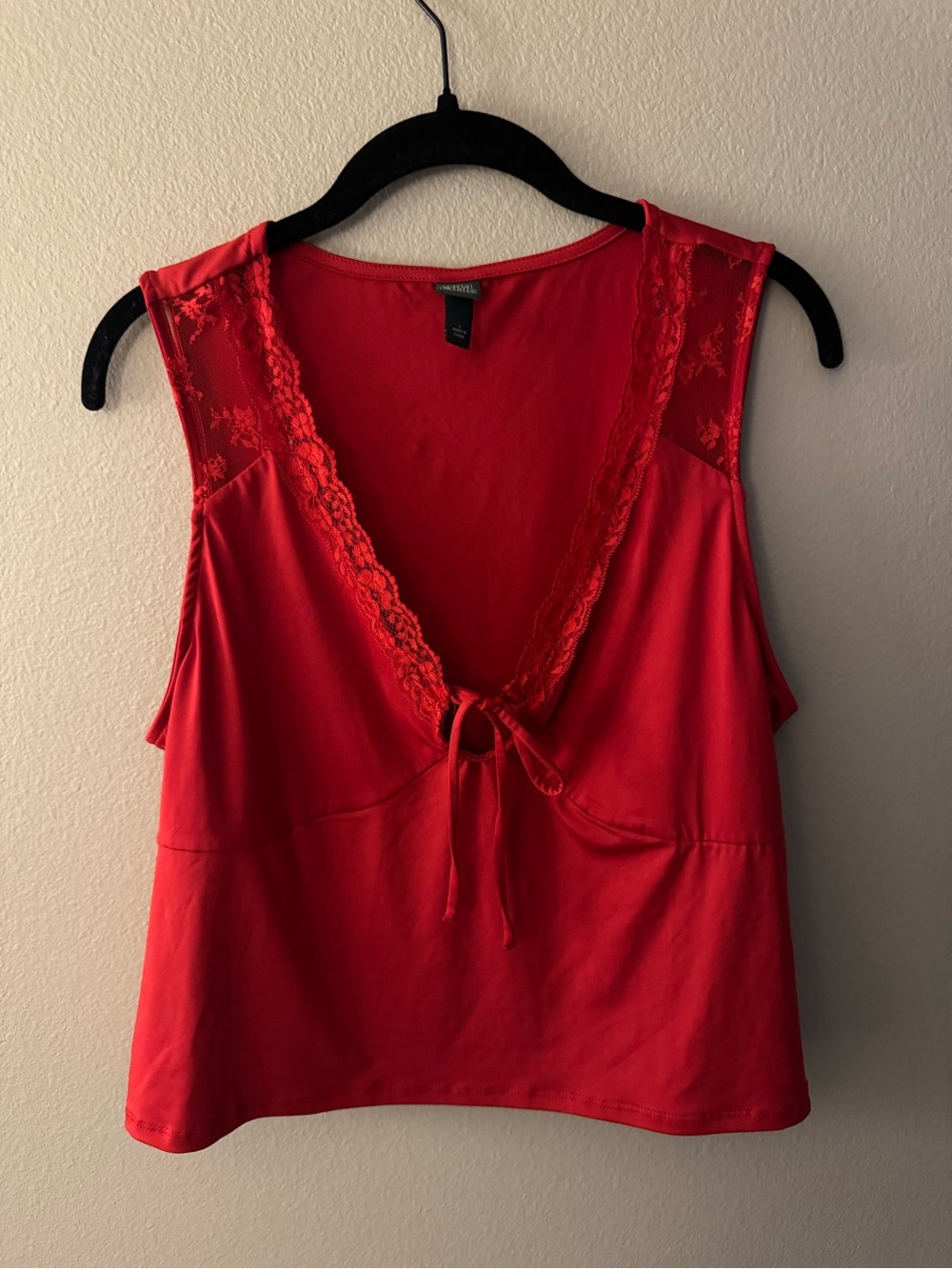wild fable Red Lace-Trim Tie-Front Camisole Tank women's large, never worn